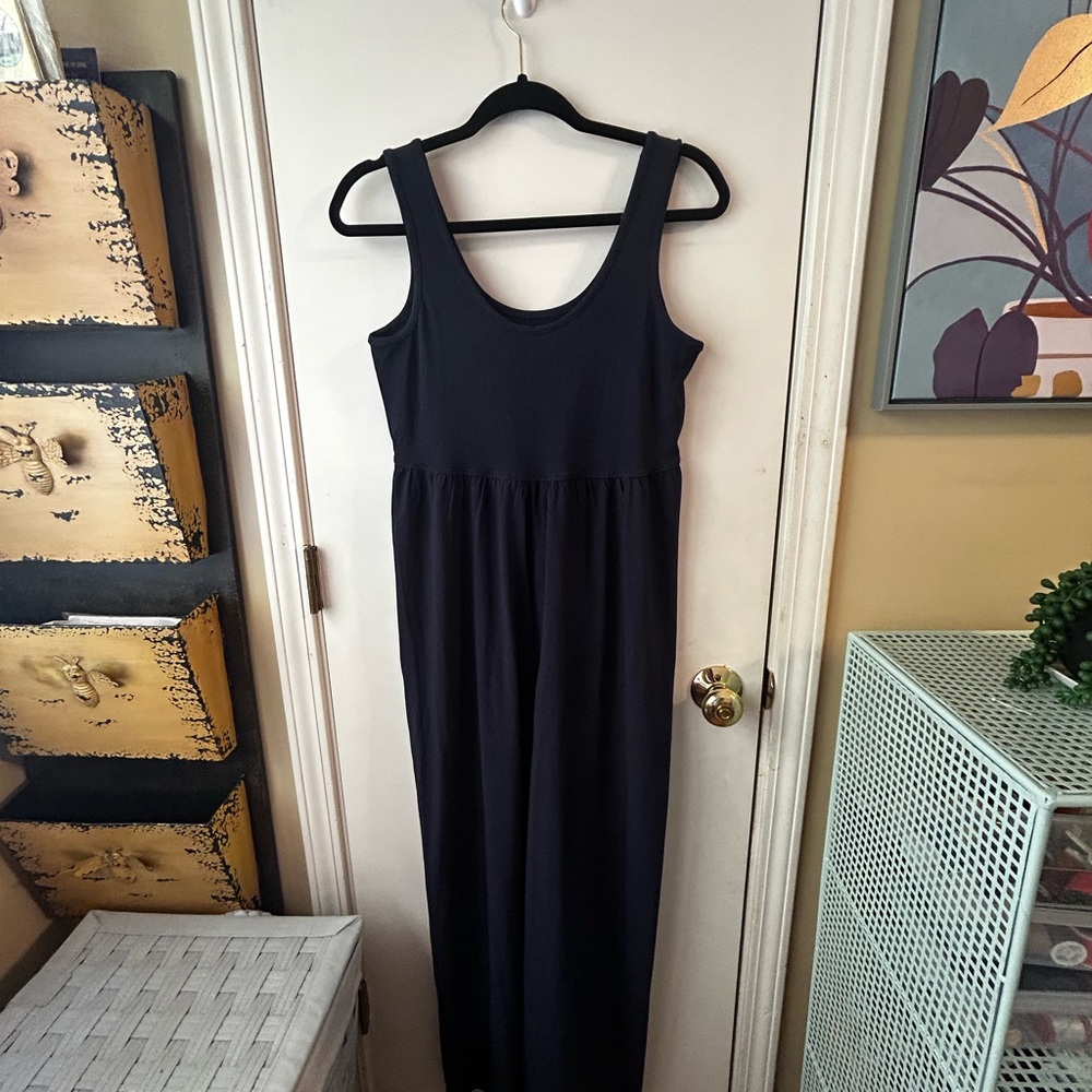 Athleta Navy Blue Sleeveless Jumpsuit with Pockets